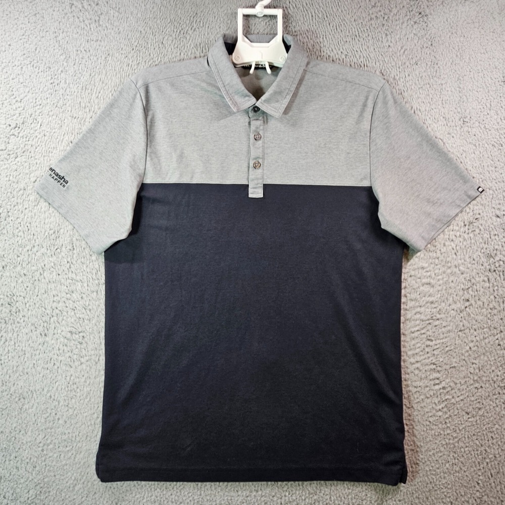 Travis Mathew Polo Shirt Men Large Short Sleeve Gray Black Color Block - L